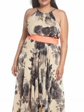 Lovely ElizaJ Hi-Low hem black floral dream dress